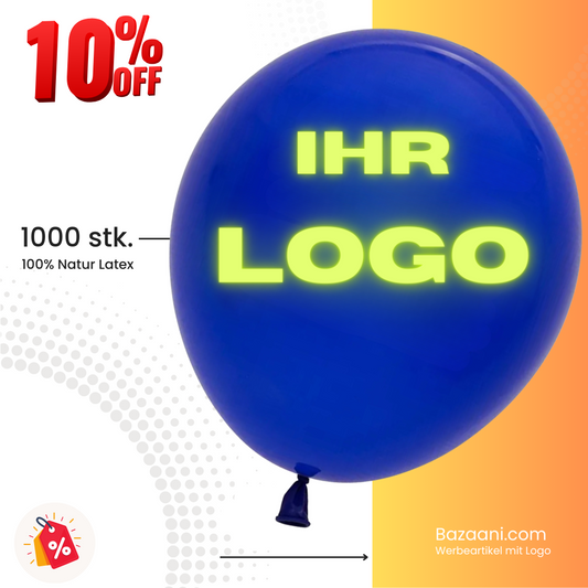 1000 Ballons mit eigenem Logo bedruckt | Top Qualität, natürliches Latex | Werbegeschenke mit Logo