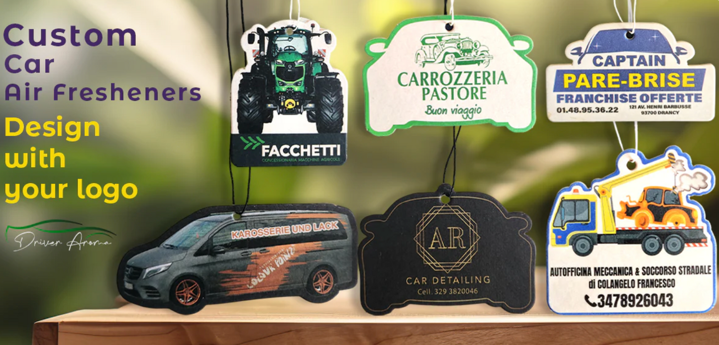 Printed scented trees as unforgettable promotional items for your customers | Hangs in the car, stays in your head